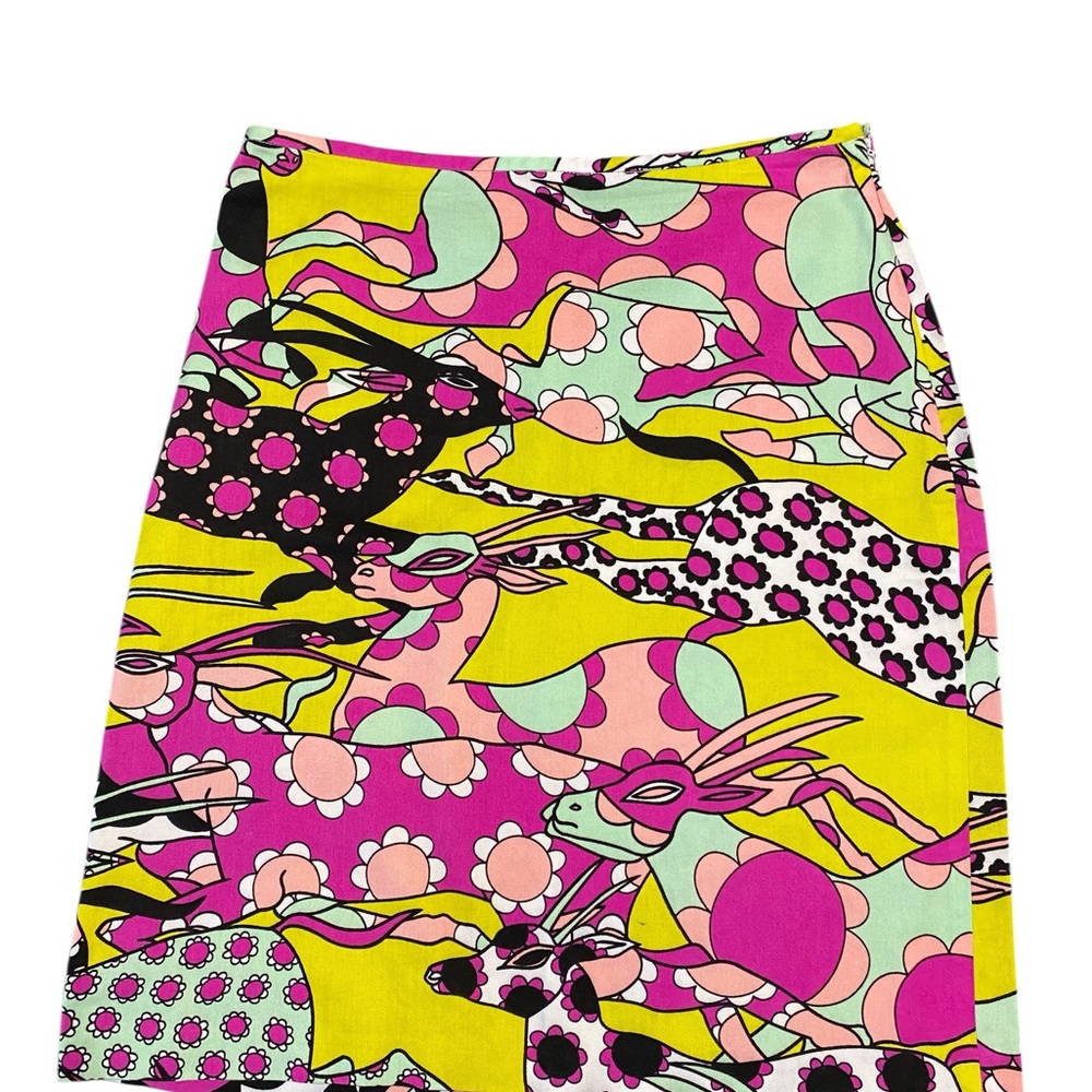 Tabitha Novelty Animal Print Mini Skirt Size 6 Colorful Cotton Rabbit Deer